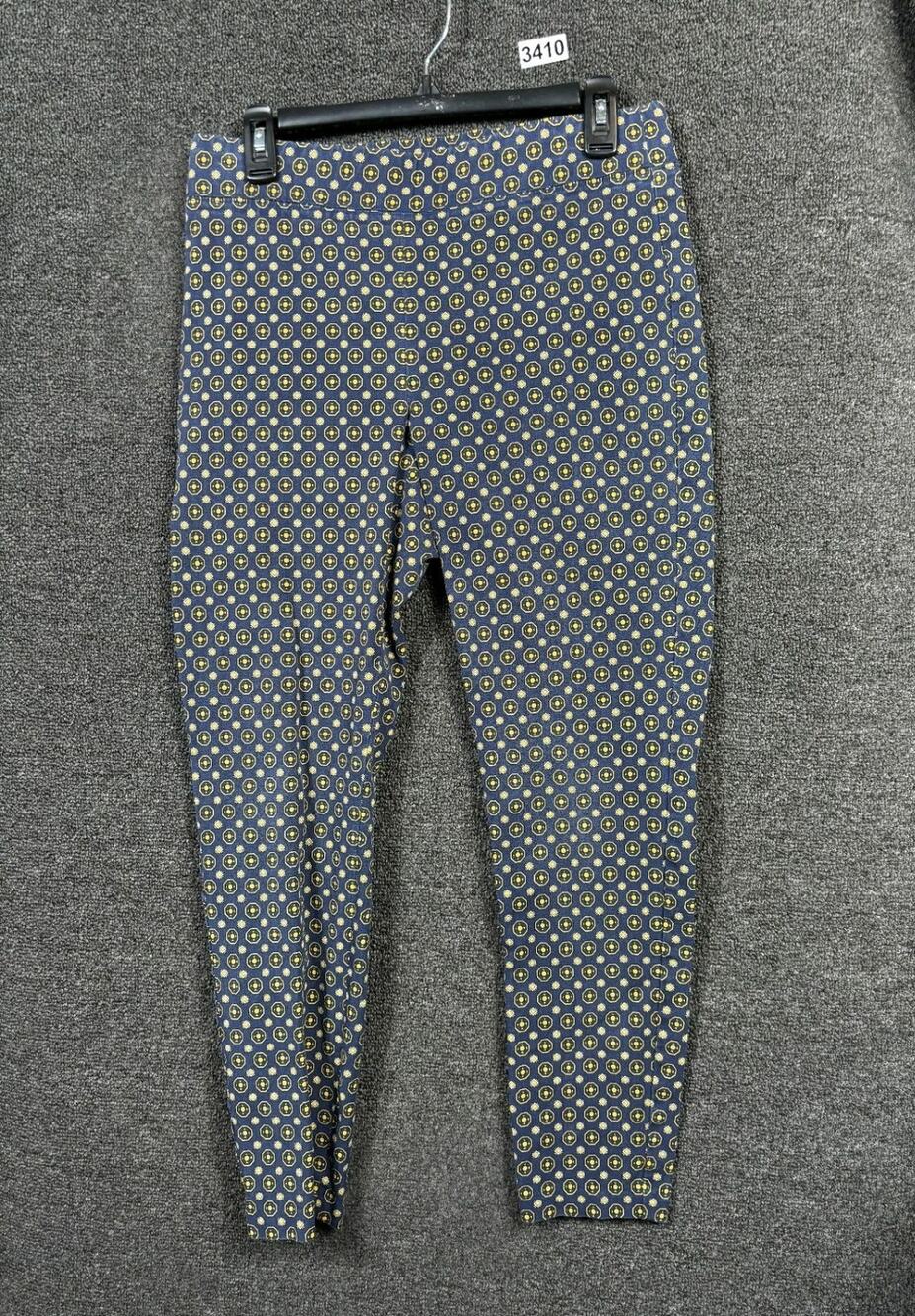 Talbots Essex Ankle Pants Womens Size 6 Blue Yellow Geometric Print Mid Rise